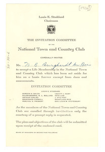 Invitation to the National Town and Country Club