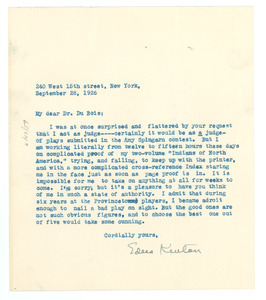 Letter from Edna Kenton to W. E. B. Du Bois