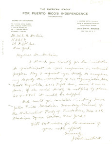 Letter from J. Holmes Smith to W. E. B. Du Bois