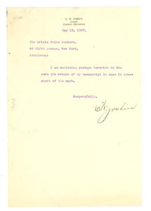 Letter from C. W. Joshua to Crisis