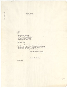 Letter from W. E. B. Du Bois to Biosophical Center