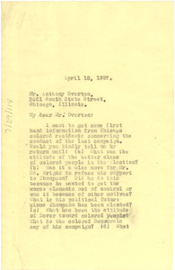 Letter from W. E. B. Du Bois to Anthony Overton