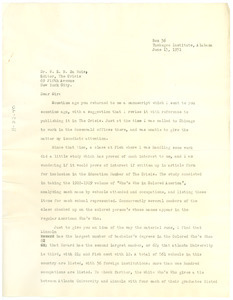 Letter from Horace Mann Bond to W. E. B. Du Bois