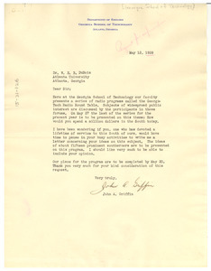 Letter from Georgia School of Technology to W. E. B. Du Bois