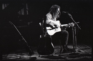 Neil Young performing at the Music Hall