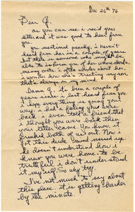 Letter from Frank 'Parky' Grace to Gloria Xifaras Clark