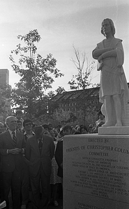 Statue unveiling at dedication of Christopher Columbus Park