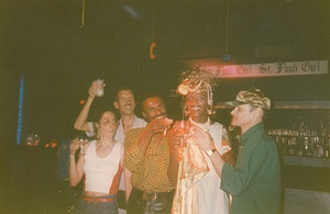 A Photograph Featuring Marsha P. Johnson with Friends at Bar for Her Birthday Party
