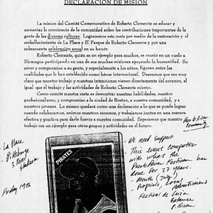 Documents about Robeerto Clemente Day and poetry