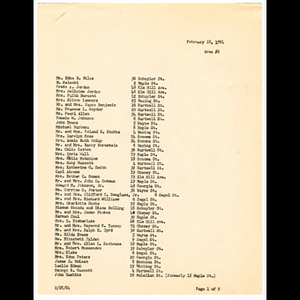 Attendance list of Area 2 meeting held February 18, 1964
