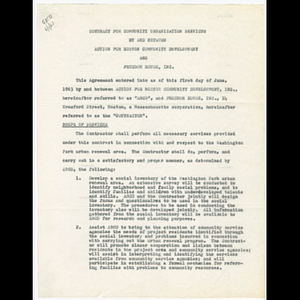 Contract for community organization services for Action for Boston Community Development (ABCD) and Freedom House, Inc.