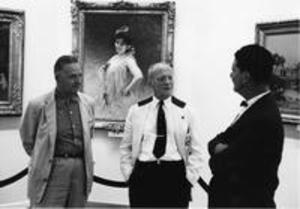 Williams College Class of 1919 and two other men in Museum, 1959