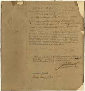 Officer's commission issued to Abel Chapin, 1781 July 1