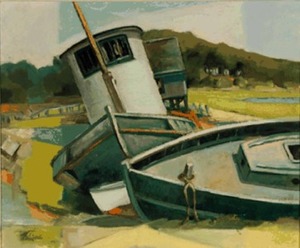 "Untitled (Beached boats)" Walter Edward Parsons (1890-1962)