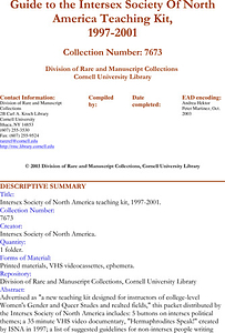 Guide to the Intersex Society Of North America Teaching Kit, 1997-2001