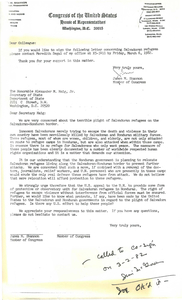 Letter to Secretary of State Alexander Haig from Congressmen James M. Shannon regarding protection for Salvadoran refugees