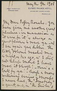 Letter, May 9, 1905, Henry Watterson to James Jeffrey Roche