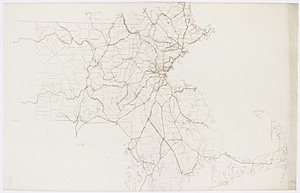 [Map of a proposed railroad from Lowell to Framingham to Mansfield]