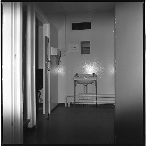 RUC station, Castlereagh, Belfast. Notorious for being the place in which many IRA prisoners were interrogated.  Known commonly as the Castlereagh Holding Centre. Bobbie was the only photographer allowed into the building to take photographs before it was demolished. Shower area for prisoners
