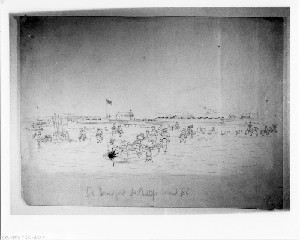 Officers Coming Ashore on the Backs of Sailors, Fort Beauregard, St. Phillips Island, South Carolina