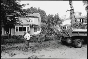 Hurricane Bob damage at Rahner and Faber Houses, 96 and 102 College Road