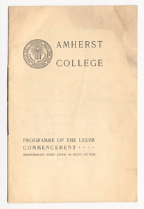 Amherst College Commencement program, 1898 June 29