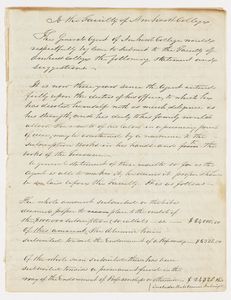 Joseph Vaill statement as General Agent of Amherst College submitted to the faculty, 1844 November