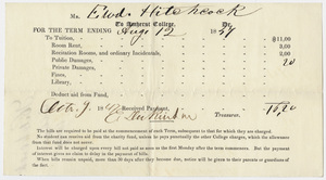 Edward Hitchcock receipt of payment to Amherst College, 1847 October 9