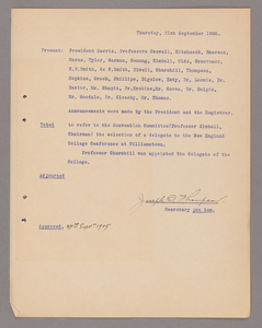 Amherst College faculty meeting minutes 1905/1906