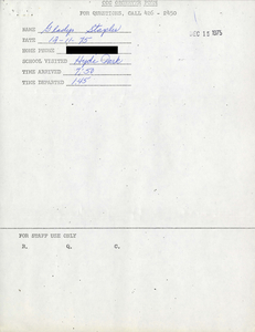 Citywide Coordinating Council daily monitoring report for Hyde Park High School by Gladys Staples, 1975 December 11