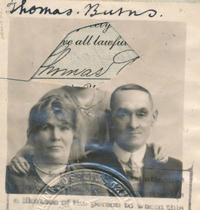 U.S. passport photo of Elizabeth (Noonan) Burns