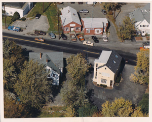 Aerial view children's building and Benson's coffee shop