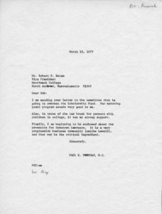 Letter to Mr. Robert F. Hatem, from Paul E. Tsongas