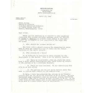 Letter, Ellen Guiney, April 23, 1982.
