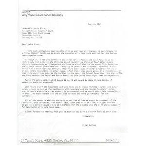 Letter, Judge Harry Elam, November 6, 1984.