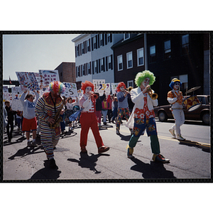 Hills Mills Clown Band plays in the Boys and Girls Clubs of Boston 100th Anniversary Celebration Parade