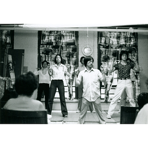 Dancers performing at the 28th anniversary celebration of the People's Republic of China