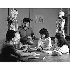 Professor and students in a biology class