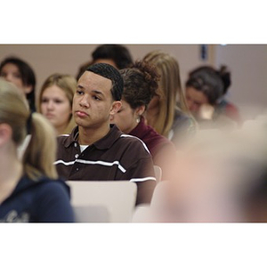 Odalis David Polanco attends class in Mugar Hall