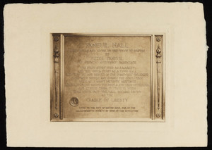 Dedication plaque, Faneuil Hall, Boston, Mass.