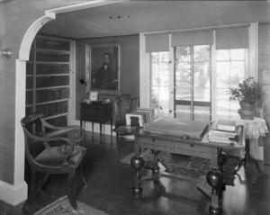 Interior view of Pickering House, library, Salem, Mass., undated