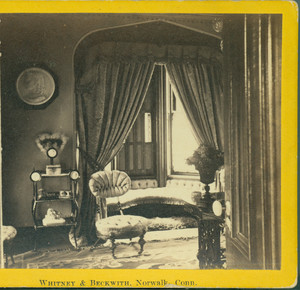 Stereograph of the Gate Lodge, LeGrand Lockwood House, front parlor, Norwalk, Conn., 1868-1870