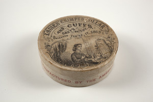 Box for the Ladies' Crimped Collar and Cuffs, manufactured by the American Molded Collar Company, Boston, Mass., ca. 1870