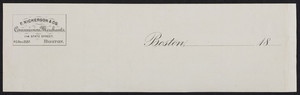 Letterhead for F. Nickerson & Co., commission merchants, 114 State Street, Boston, Mass., 1800s