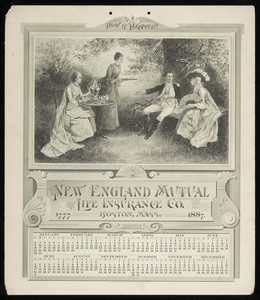 Calendar for New England Mutual Life Insurance Co., Post Office Square, Boston, Mass., 1887