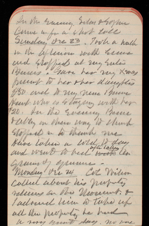 Thomas Lincoln Casey Notebook, November 1888-January 1889, 65, in the evening. Silas + Sophie