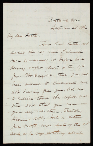 Thomas Lincoln Casey to General Silas Casey, September 24, 1862