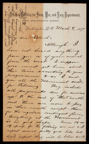 Bernard R. Green to Thomas Lincoln Casey, March 8, 1887