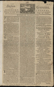 The Boston-Gazette, and Country Journal, 9 November 1767