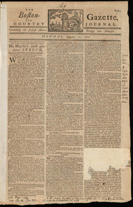 The Boston-Gazette, and Country Journal, 21 January 1771